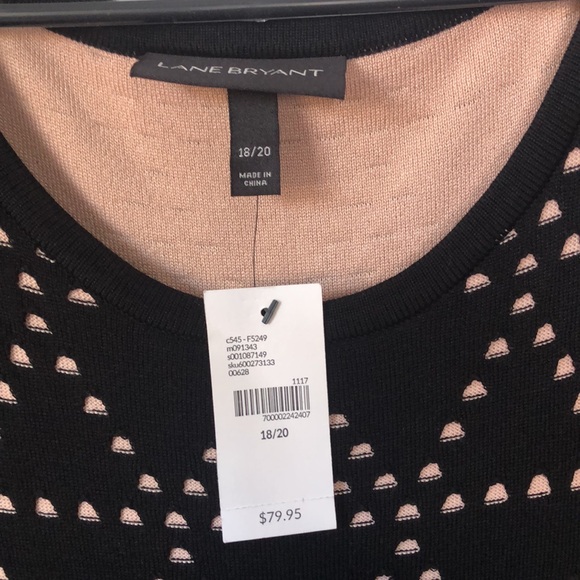 Lane Bryant 18/20 Black Nude Geometric Knit Fit & Flare Midi Sweater Dress - Picture 3 of 7